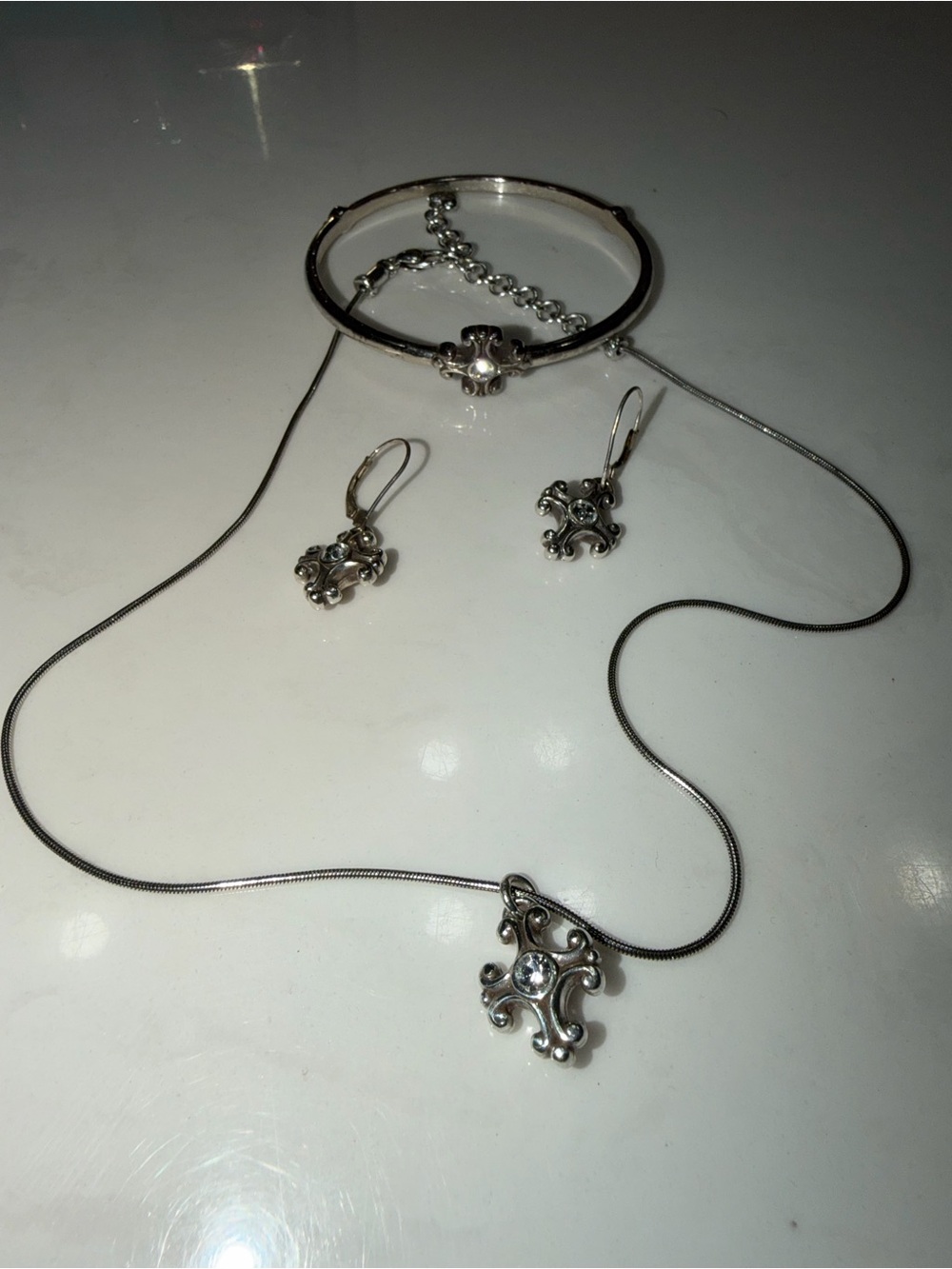 Brighton Silver-Tone Necklace, Bracelet & Cross Earrings Set - Picture 3 of 4